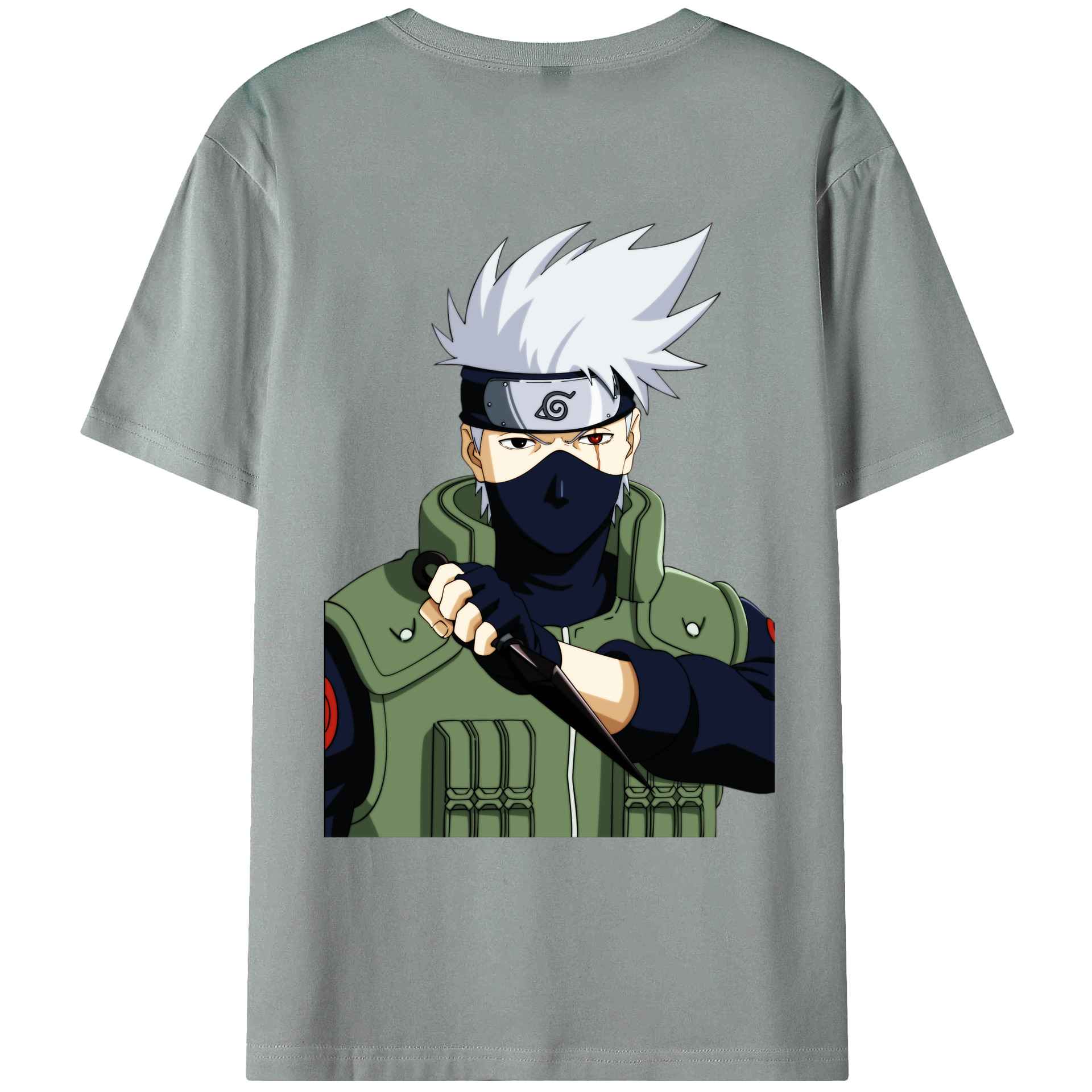 （画像用） NARUTO -ナルト- はたけ カカシ Hatake Kakashi 綿100％ メンズ半袖Tシャツ（バックプリント） 通気性